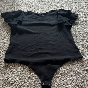 Express Black Ruffle Sleeve Bodysuit